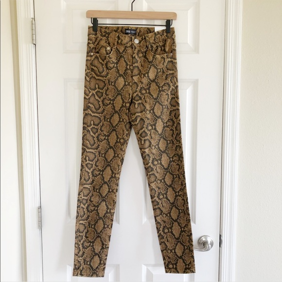 NWT Zara high waist animal print skinny jeans 4 - Picture 3 of 9